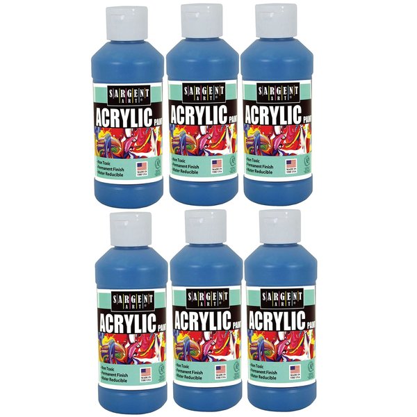 Sargent Art Acrylic Paint, 8 oz., Turquoise, 6PK 222361